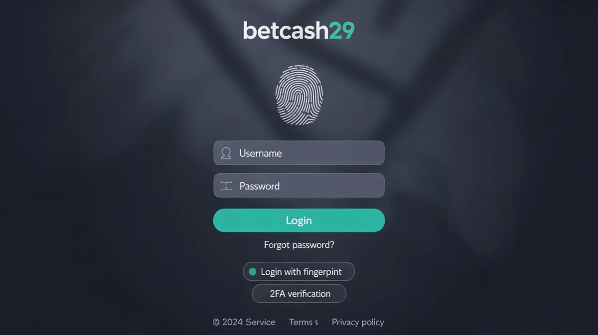 หน้าจอเข้าสู่ระบบ Betcash29 แสดงความปลอดภัยและความสะดวก